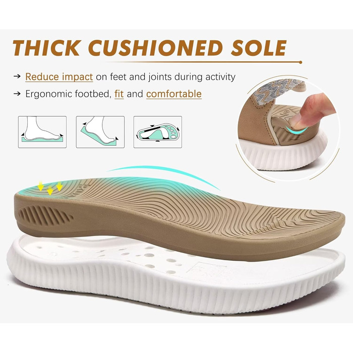 Зручні ортопедичні сандалії для трекінгу KuaiLu для жінок. Легкі сандалії для піших прогулянок та активного відпочинку. Розмір 36 EU, колір N Beige.