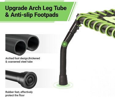 Міні-батут для дорослих, 101.6 см/121.9 см, для фітнесу та занять, Indoor/Outdoor, зелена поперечина 121.9 см