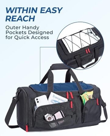 BAGSMART спортивна сумка для жінок і чоловіків з відділенням для взуття та вологих речей, водонепроникна тренувальна сумка для фітнесу, подорожей, плавання, активного відпочинку, чорна