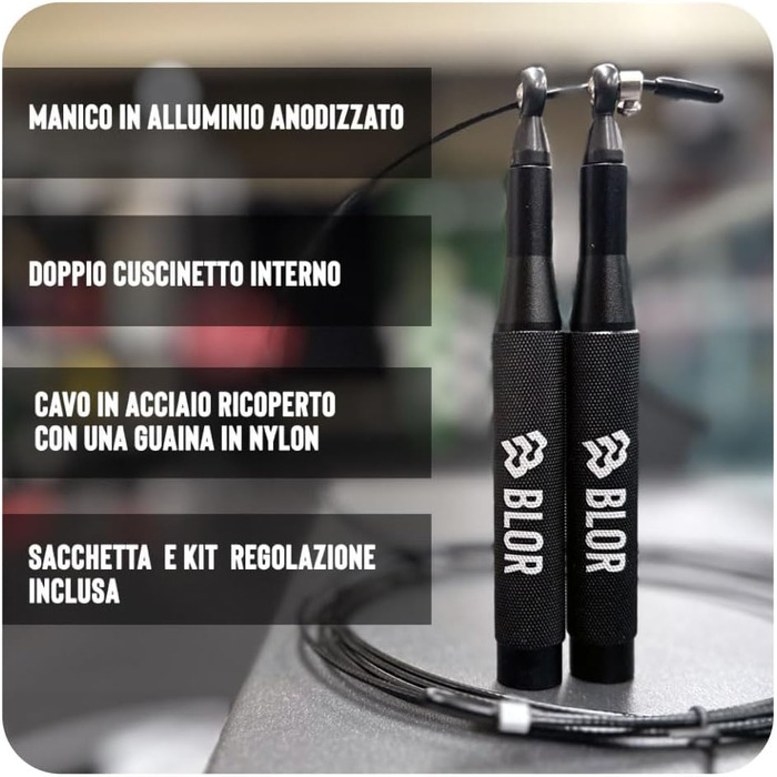 Скакалка Blor Jump Rope Pro алюмінієва, сталева, нейлонова, з ергономічними неслизькими ручками, для схуднення, боксу, кросстренінгу, з чохлом