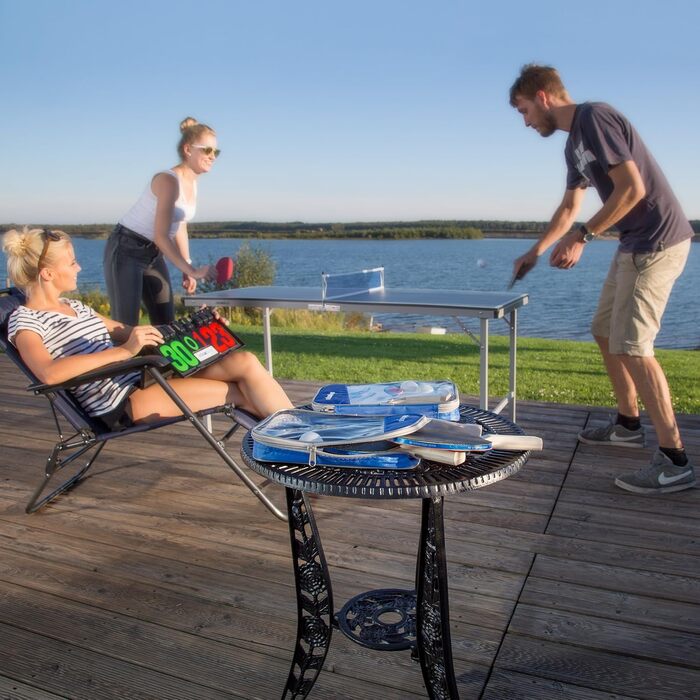 Набір для настільного тенісу Relaxdays: 2 ракетки, 3 м'ячі, сітка, блакитний