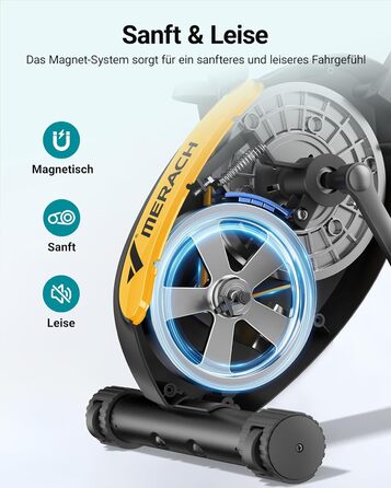 Велотренажер MERACH 4-в-1 з додатком, тихий, магнітний опір 16 рівнів, LCD-дисплей, вимірювання пульсу, складаний, зручне сидіння, еластична стрічка