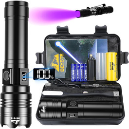 Ліхтар LED BEYSTE 1000000 Люмен, Тактичний ліхтар USB, Водостійкий, Чорний