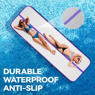 AirTrack Мат для гімнастики з електричним насосом, 10-600 см заввишки, 2-5 метрів завдовжки. Килимок для акробатики, йоги, кемпінгу, тренувань. Чорний, фіолетовий, 300x100x10 см