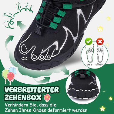 Дитячі шкарпетки-кросівки для ходьби без взуття (Barfußschuhe) – легкі, водонепроникні, неслизькі, розмір 27-35 (чорний)