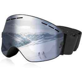 Окуляри для сноуборду Queshark: подвійна сферична лінза, UV400, анти-запітління, сумісні з шоломом, чорно-коричневі