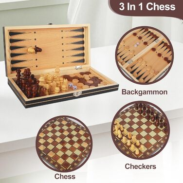 Магнітний шаховий набір, 29 x 29 см, дерево, 3-в-1, для подорожей, партії, сім'ї, дітей