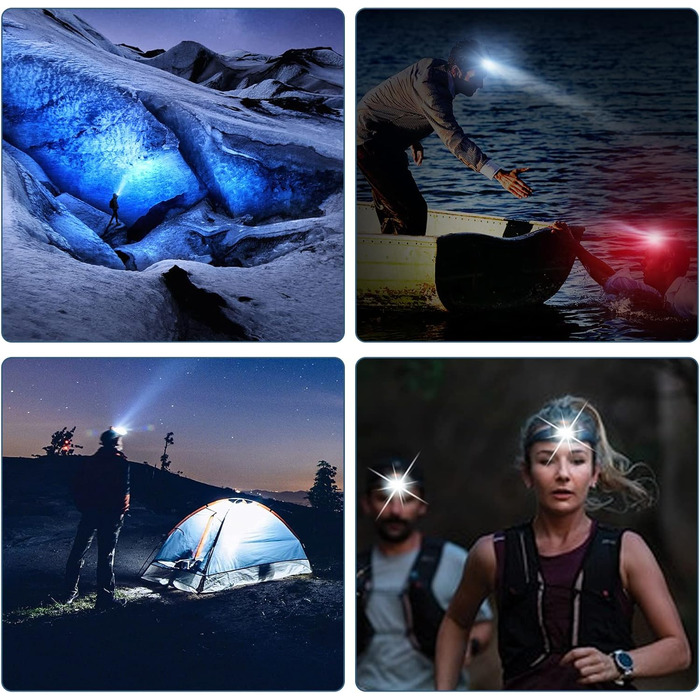 Налобний ліхтар HOSONIC LED з червоним та білим світлом, 2 шт. Водостійкий, 4 режими. Підходить для дітей, дорослих, кемпінгу, бігу, риболовлі.