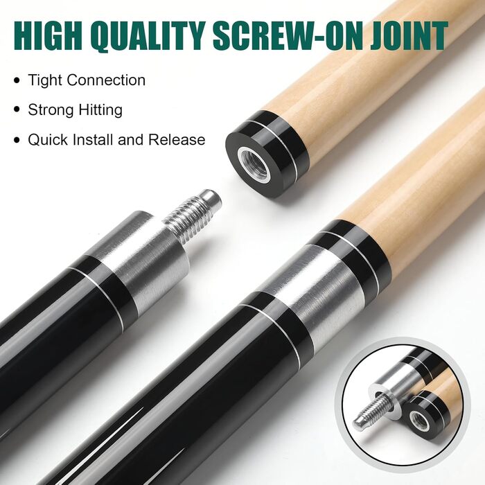 Більярдний кий Pool Queue 58 дюймів, тверде дерево, наконечник 13 мм, для професійних гравців, 1/2 кий, коричневий