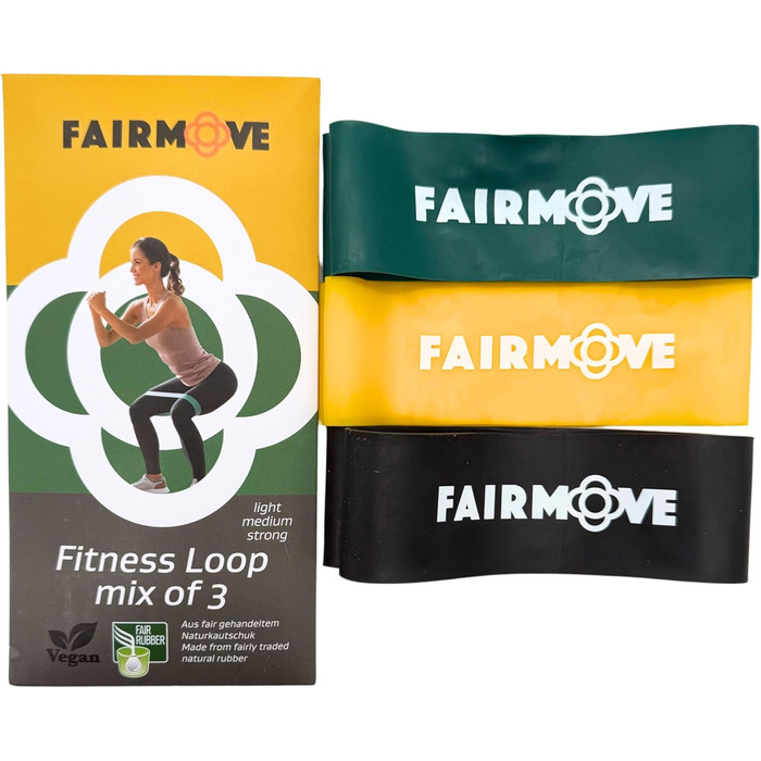 Гумові стрічки FAIR Move для фітнесу: набір 3 шт. з натурального латексу (Theraband) для м'язів, йоги, кроссфіту