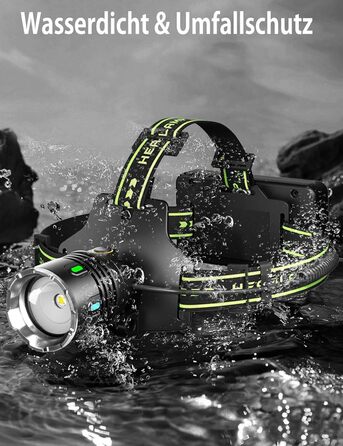 Ліхтар на голову Skylla LED акумуляторний, 250000 люмен, Zoom, 11 режимів, IP67, регульований, для кемпінгу та надзвичайних ситуацій