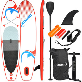Надувна SUP-дошка Nemaxx 305x76x10 см, червоно-синя, для веслування стоячи