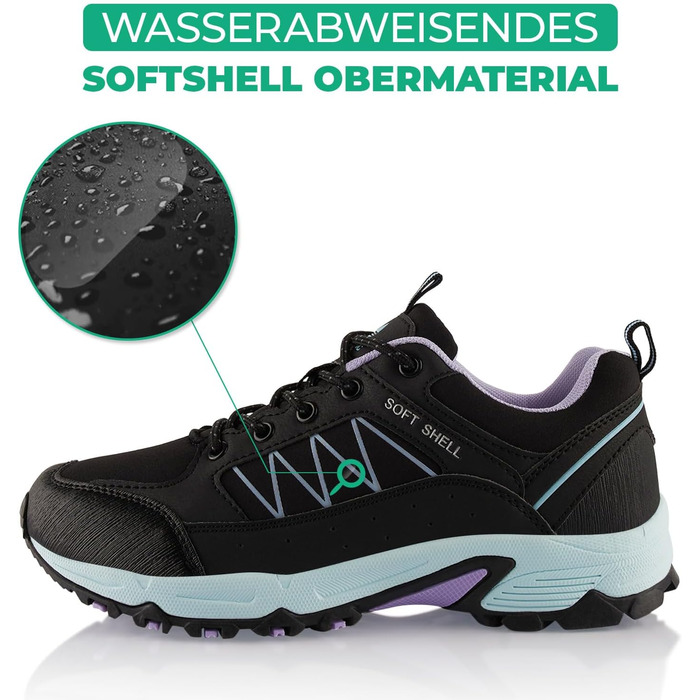 Черевики для туризму та трекінгу Softshell, жіночі та чоловічі, чорно-білі (39 EU)