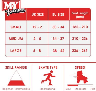 Роликові ковзани M.Y X-Skate регульовані, чорно-сині, EU 35-38 / UK 2.5-5