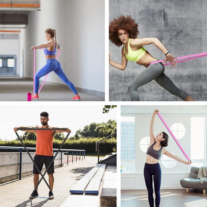 Фітнес-гумки iMoebel - Набір з 3 шт. для силових тренувань, кросфіту, йоги та домашніх занять (сірий/рожевий/чорний)