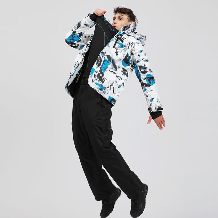 Комплект гірськолижний чоловічий HOTIAN: куртка та штани, зимовий костюм, водонепроникний, вітронепроникний, синій+чорний