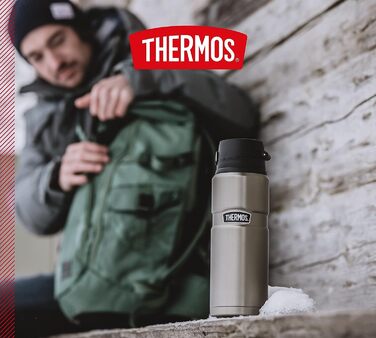 Термос-бутилка Thermos Stainless King 0,7 л з нержавіючої сталі, матова, з кришкою Safe Flow, 15 годин гарячого/24 години холодного, пляшка для води та чаю, придатна для миття в посудомийній машині, BPA-free