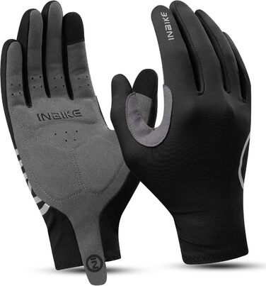 Велосипедні рукавички INBIKE для чоловіків та жінок, літні, дихаючі, MTB, довгі пальці, світловідбиваючі, антиковзні, чорні