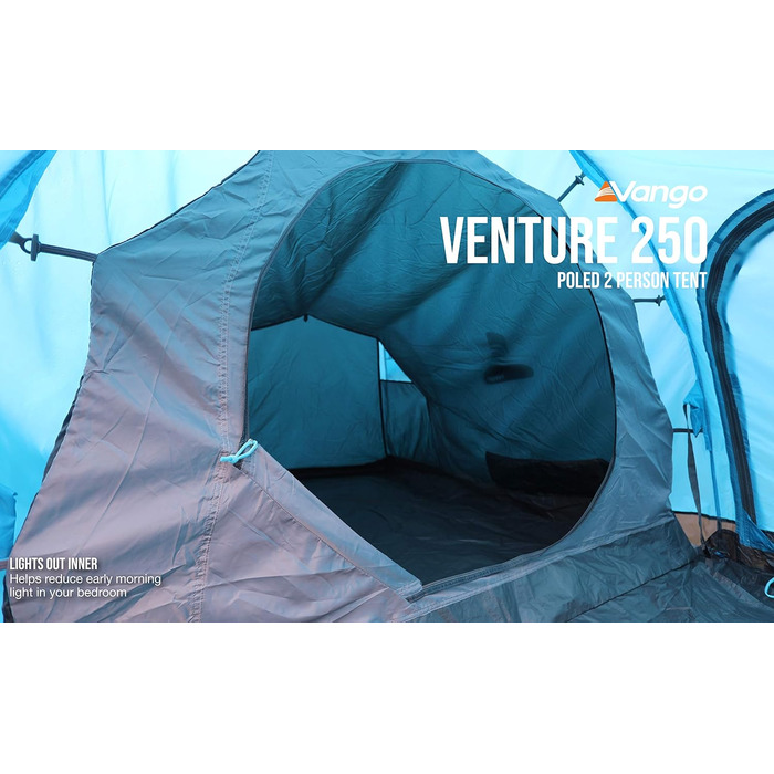 Намет Vango Venture 250 Tunnel: Сімейний намет з окремою спальнею та просторим тамбуром, Річковий Синій