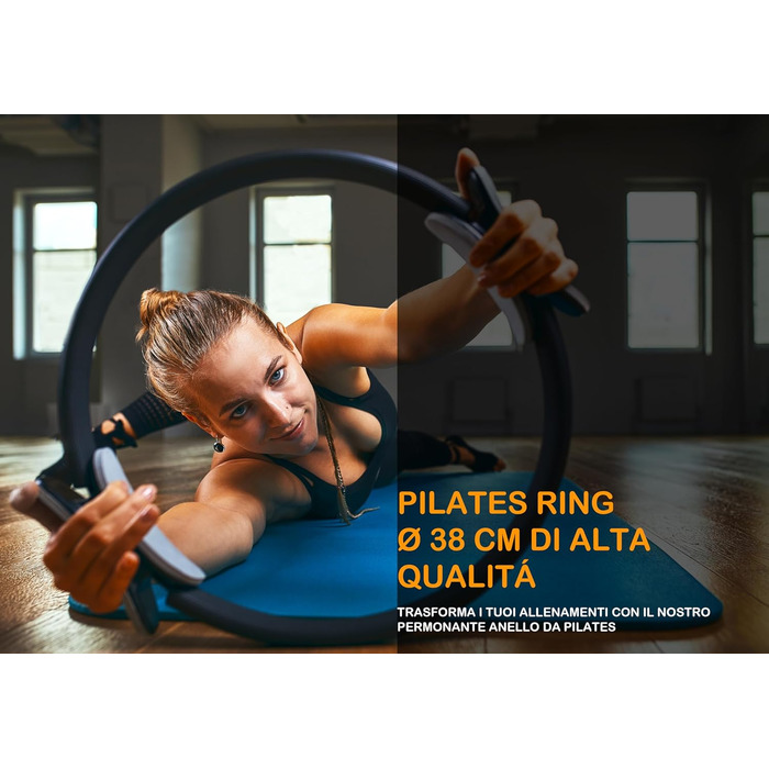 Кільце для пілатесу [Міцне] з нековзними ручками | Для внутрішньої поверхні стегна, фітнес, йога, сила та гнучкість, чорний/жовтий