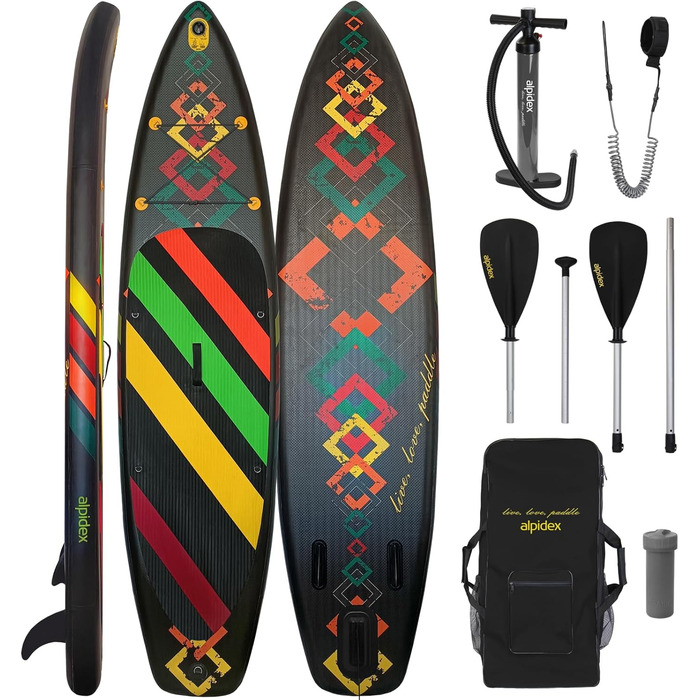 Надувна SUP-дошка ALPIDEX 320x76x15 см, до 200 кг, комплект: весло, плавники, насос, ремінець, рюкзак, ремкомплект, легка та міцна