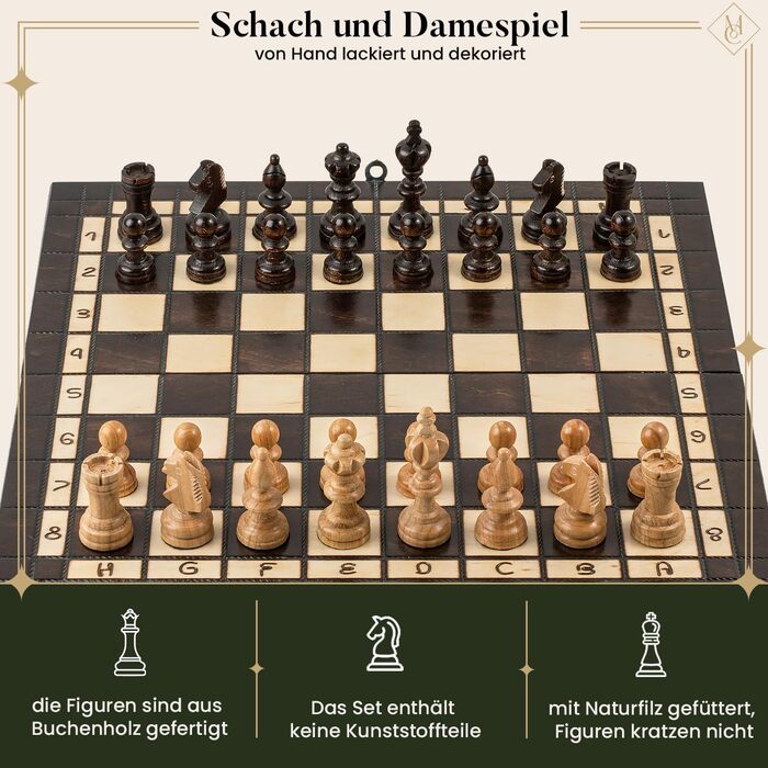Шахи та шашки Master of Chess Olympic 35 см, турнірний набір з дерева, вишня, для дорослих і дітей