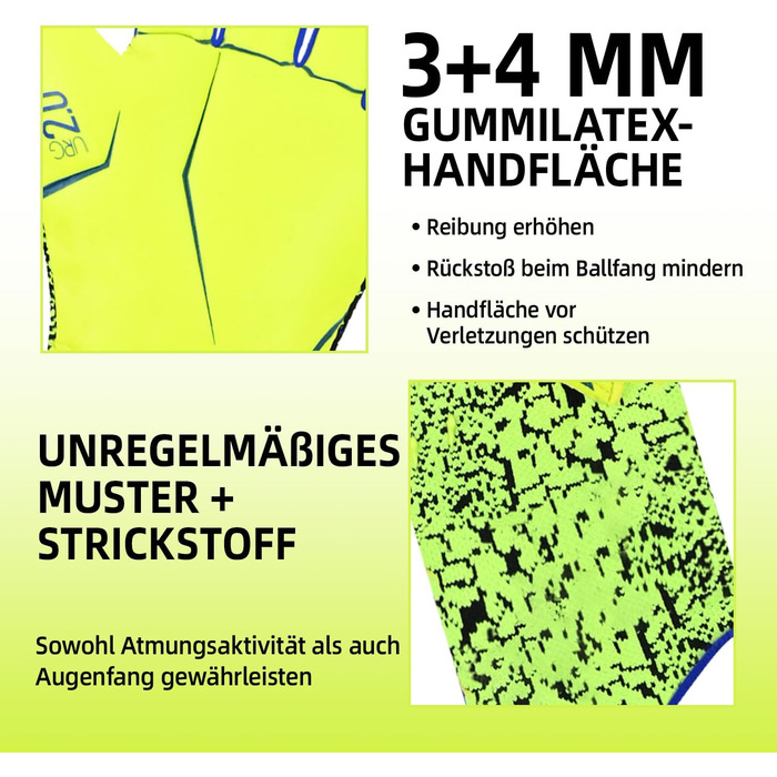 Футбольні воротарські рукавички Torwarthandschuhe: гарне зчеплення, розміри 6-10, для дітей, підлітків та дорослих, зелені