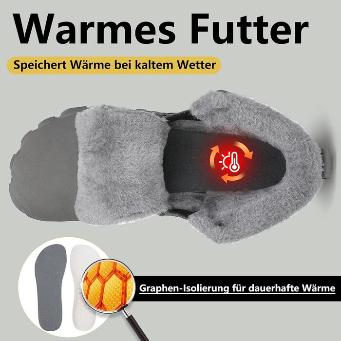 Чоловічі зимові шкарпетки-мокасини Saguaro з водовідштовхувальним покриттям, теплим підкладкою та широкою передньою частиною, розмір 36-48 (44 EU, сірий)