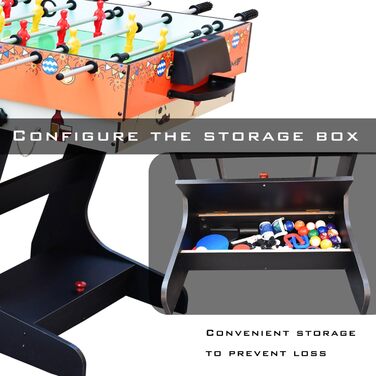 OYE 4FT 8-в-1 Складаний багатофункціональний ігровий стіл - пінг-понг, хокей на повітрі, більярд, настільний футбол, MDF
