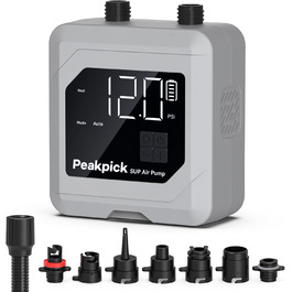 Електрична SUP-насос Peakpick 20PSI з акумулятором, для SUP, серфінгу, наметів, матраців. Швидке надування та здування, автовимкнення, сірий