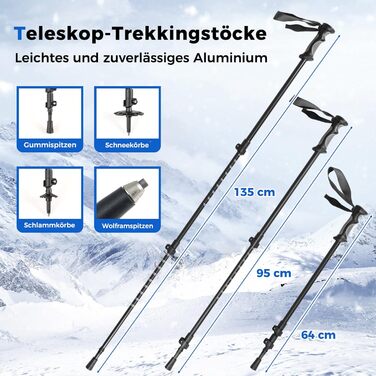 Шнеки COSTWAY з підйомником, розмір EUR 35-45, до 68/90 кг, комплект з трекінгових палиць та сумки