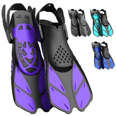 Ласти для плавання Schnorchelflossen L-XL (Темно-лілові) - регульовані, дорослі/дитячі, унісекс, з сітчастим чохлом