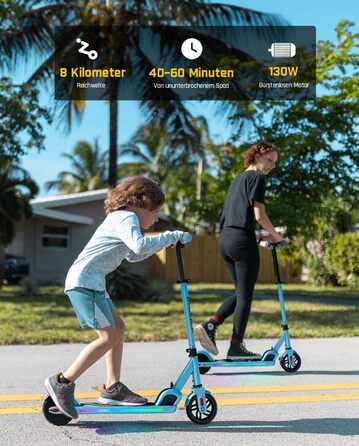 Дитячий електросамокат FanttikRide C9 Pro, регульований, з LED-підсвіткою, до 8 км, для дітей від 8 років, синій
