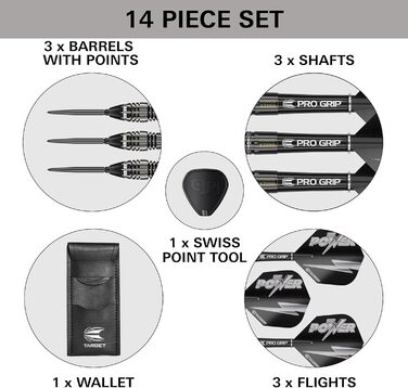 Darts Target Phil Taylor Power 8-Zero 4 (21/23/25г) - Сталеві дротики з вольфраму 80%, з Swiss Point або сталевими наконечниками