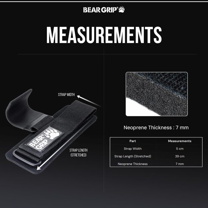 Грип-затискачі BEAR GRIP для підйому ваги з протиковзаючими гумовими ручками, чорні