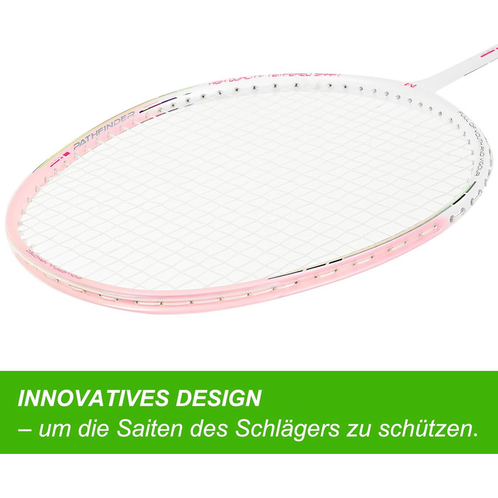 Набір для бадмінтона з 2 графітовими ракетками - зносостійкий дизайн - комплект для дорослих (включно з воланами, обмотувальними стрічками та сумкою для ракеток) (Світло-блакитний + Світло-рожевий)