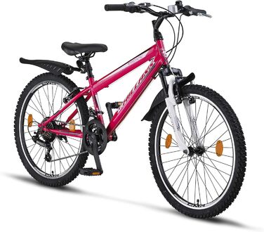 Гірський велосипед Chillaxx Bike Escape 24/26 дюймів, 21-швидкісний, для дівчат, хлопців, жінок і чоловіків, рожево-білий, V-гальма, преміум-якість