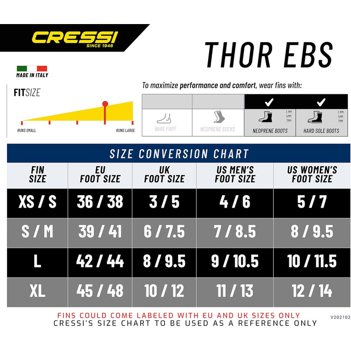 Ласти для плавання Cressi Thor EBS, чорні/жовті, розмір L