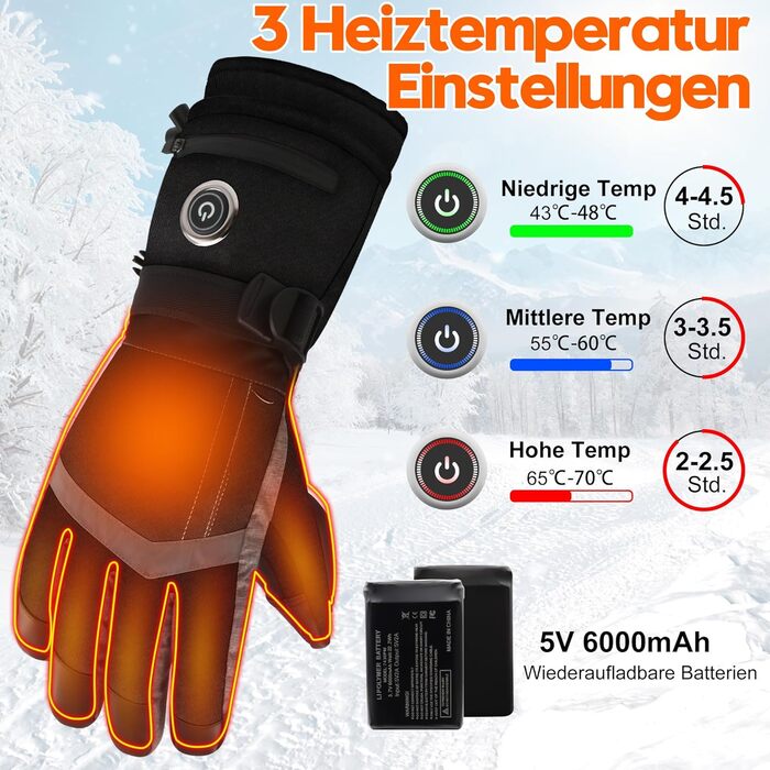 Обогріваючі рукавички SVPRO 5V 6000mAh - водонепроникні та вітронепроникні рукавички для катання на лижах, полювання, мотоциклів та піших прогулянок