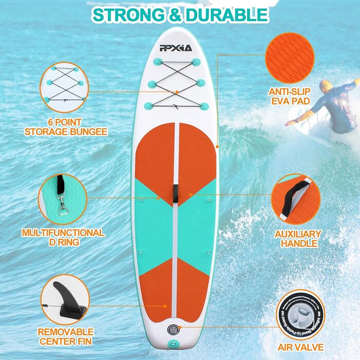 Надувний SUP Board для дітей та дорослих (320/335x84x15 см) з аксесуарами, до 200 кг, м'ятний колір