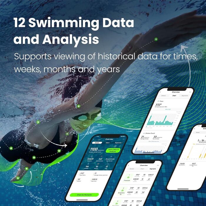 Розумна окуляр для плавання Holoswim 2S AR з фітнес-трекером, чорний