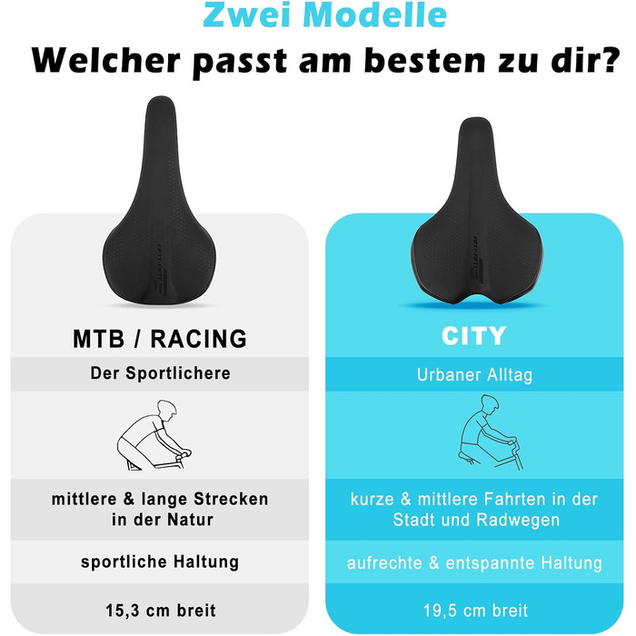 FIFTY-FIFTY Сідло для велосипеда з Memory Foam, комфортне та водонепроникне, для чоловіків та жінок, сумісне з шосейною (CITY) велосипедом