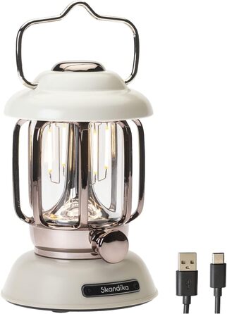 Кемпінговий ліхтар Skandika Forsol LED Retro стиль | Акумулятор 4400mAh, регулювання яскравості, для кемпінгу, саду, декору, походів, зелений