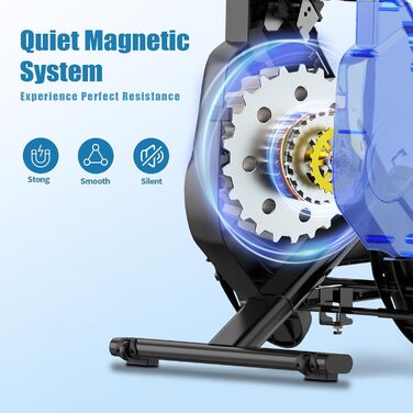 Складне тренажер для дому Dskeuzeew з 16 рівнями опору. Магнітний тренажер для кардіотренувань до 160 кг. Чорний колір.