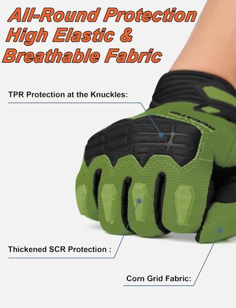 Рукавички для гірського велосипеда KUTOOK: захист долоні, сенсорний екран, дихаючі, зелені, XL