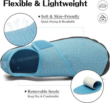Шкарпетки-капці для плавання Mishansha: швидко сохнуть, неслизькі, для відпочинку на пляжі, розмір 36-46, блакитний