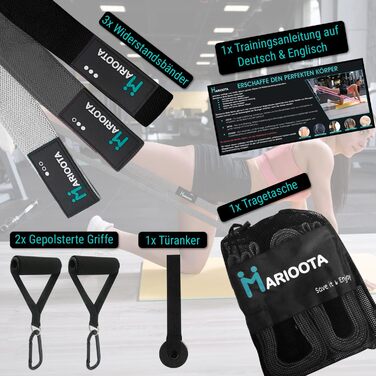 Набір з 3 еластичних стрічок для фітнесу – нековзкі, приємні до шкіри та еластичні – стрічки опору для нарощування м'язів, йоги, пілатесу та тренувань всього тіла – можна прати, довговічні та з сумкою для перенесення. Кольори: сірий, темно-сірий, чорний.