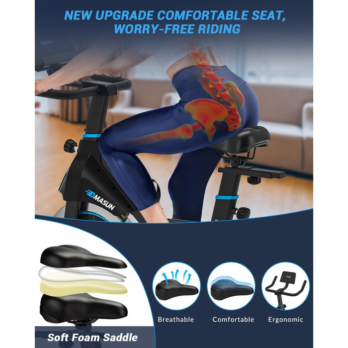 Велотренажер DMASUN 8715C з магнітним опором, велоергометр з LCD-дисплеєм, фітнес-велосипед для дому, до 160 кг