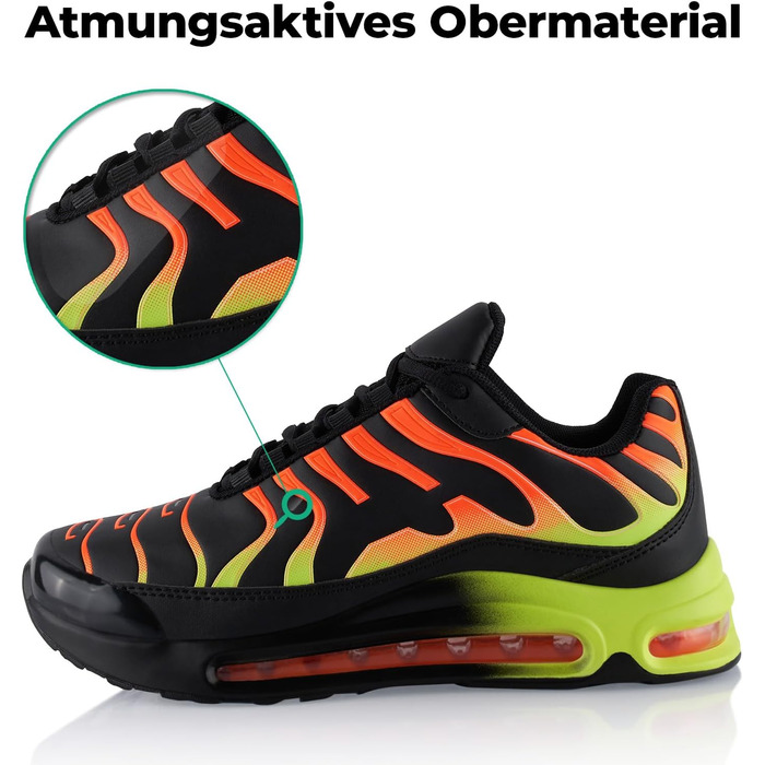 Спортивні кросівки для жінок та чоловіків: амортизація, легкі бігові кросівки, чорний, зелений, оранжевий, 38 EU