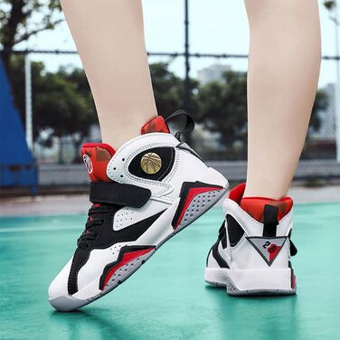 Дитячі баскетбольні кросівки для хлопчиків та дівчаток, антиковзаючі, розмір 28-39, червоно-білі та чорно-білі